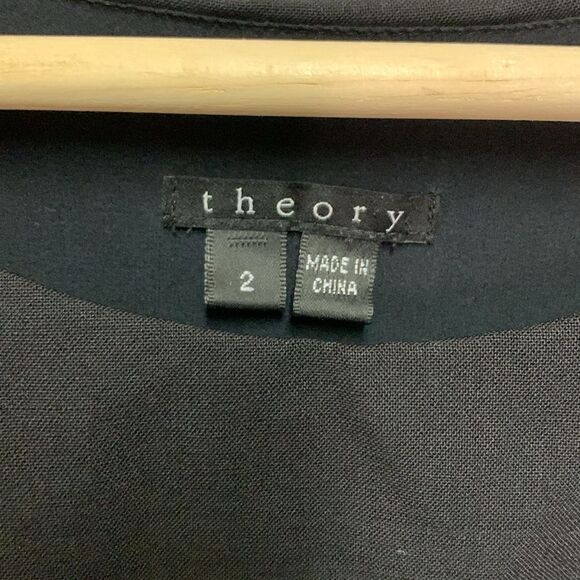 Theory Black Semi-Sheer Pleated Round Neck Sleeveless Swing Dress Size 2 - Picture 8 of 14